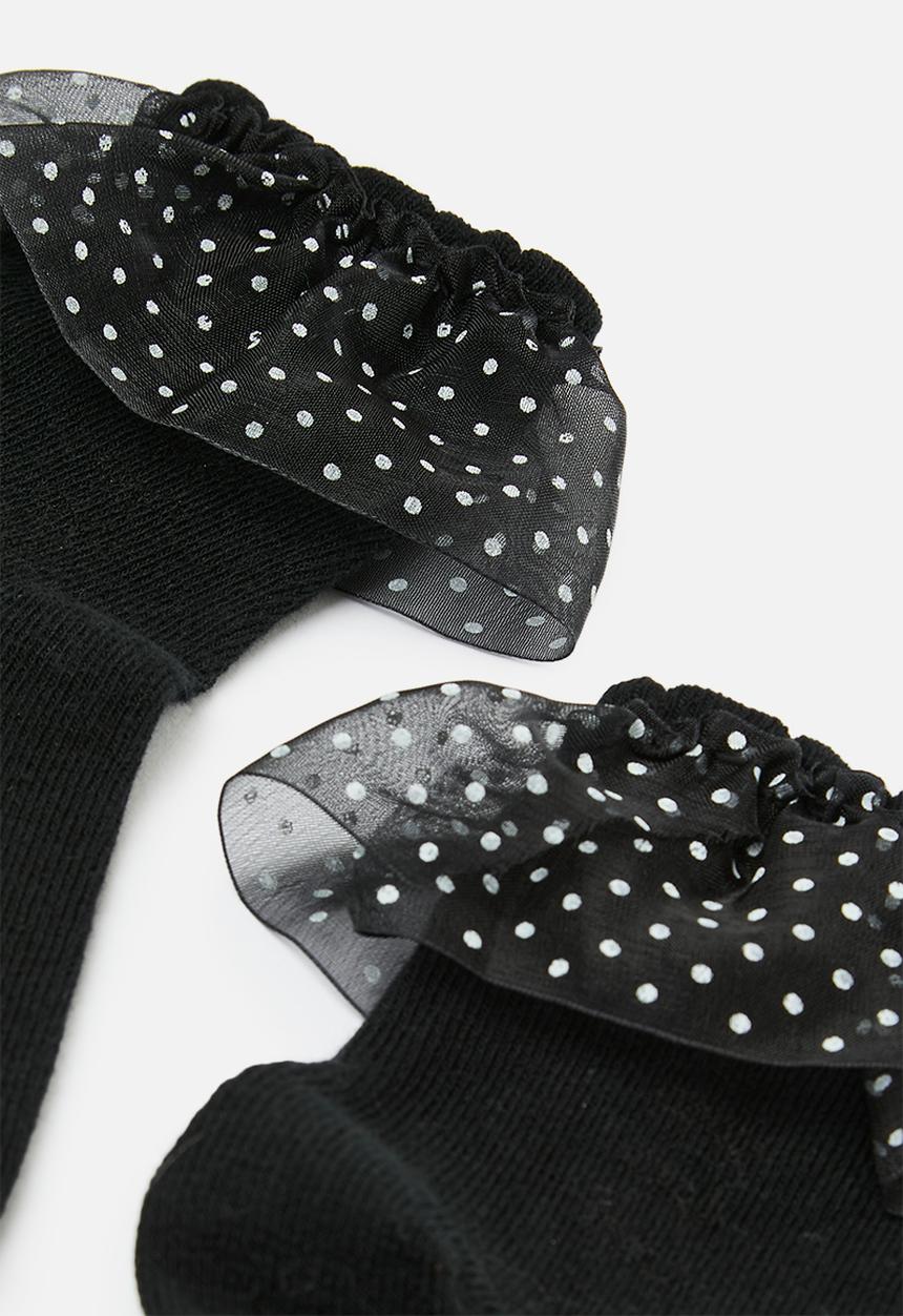 Pop Candy - Frilled socks - black & white