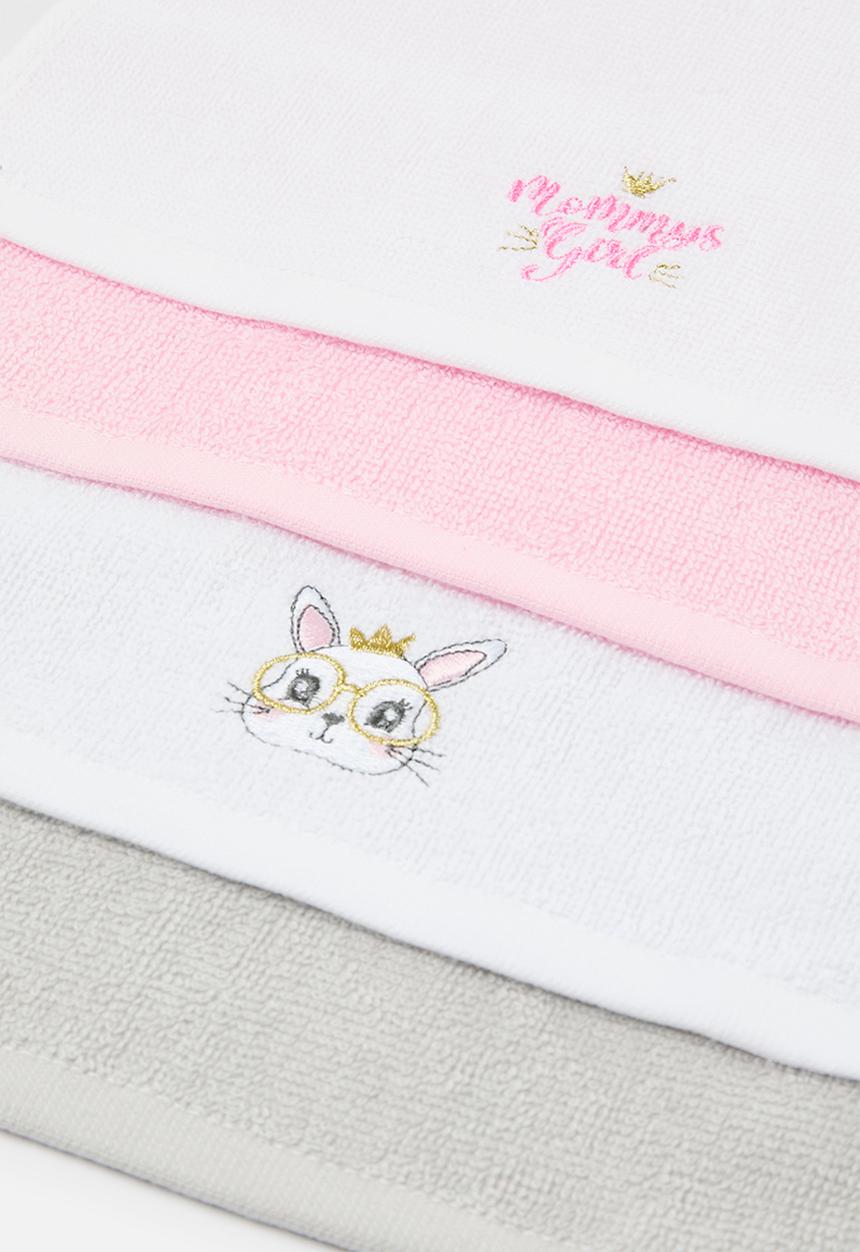 Pop Candy - 4 Pack face towel set - pink & white