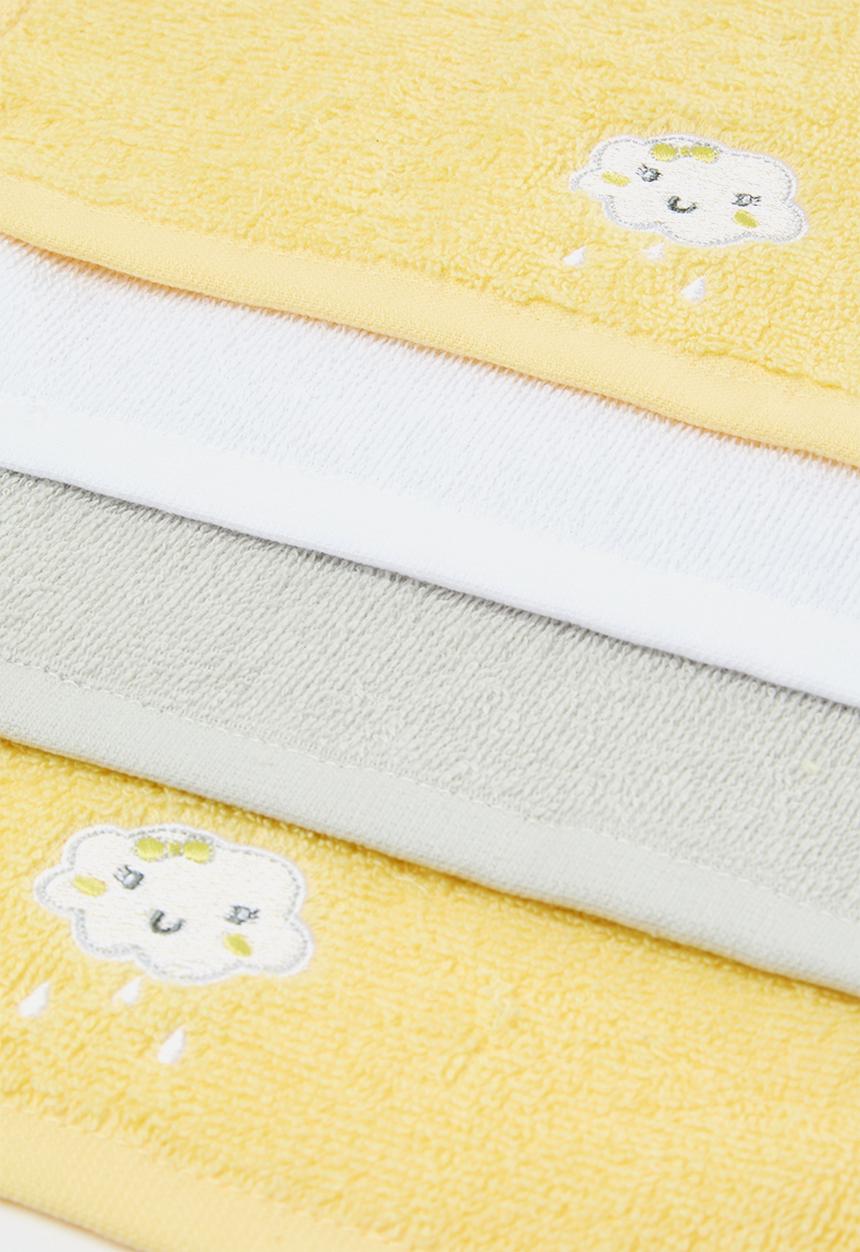 Pop Candy - 4 Pack face towel set - grey & yellow