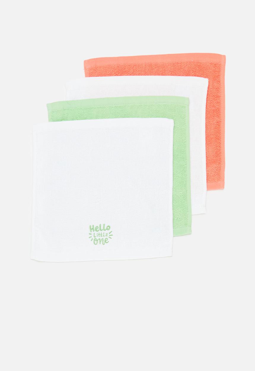 Pop Candy - 4 Pack face towel set - orange & green