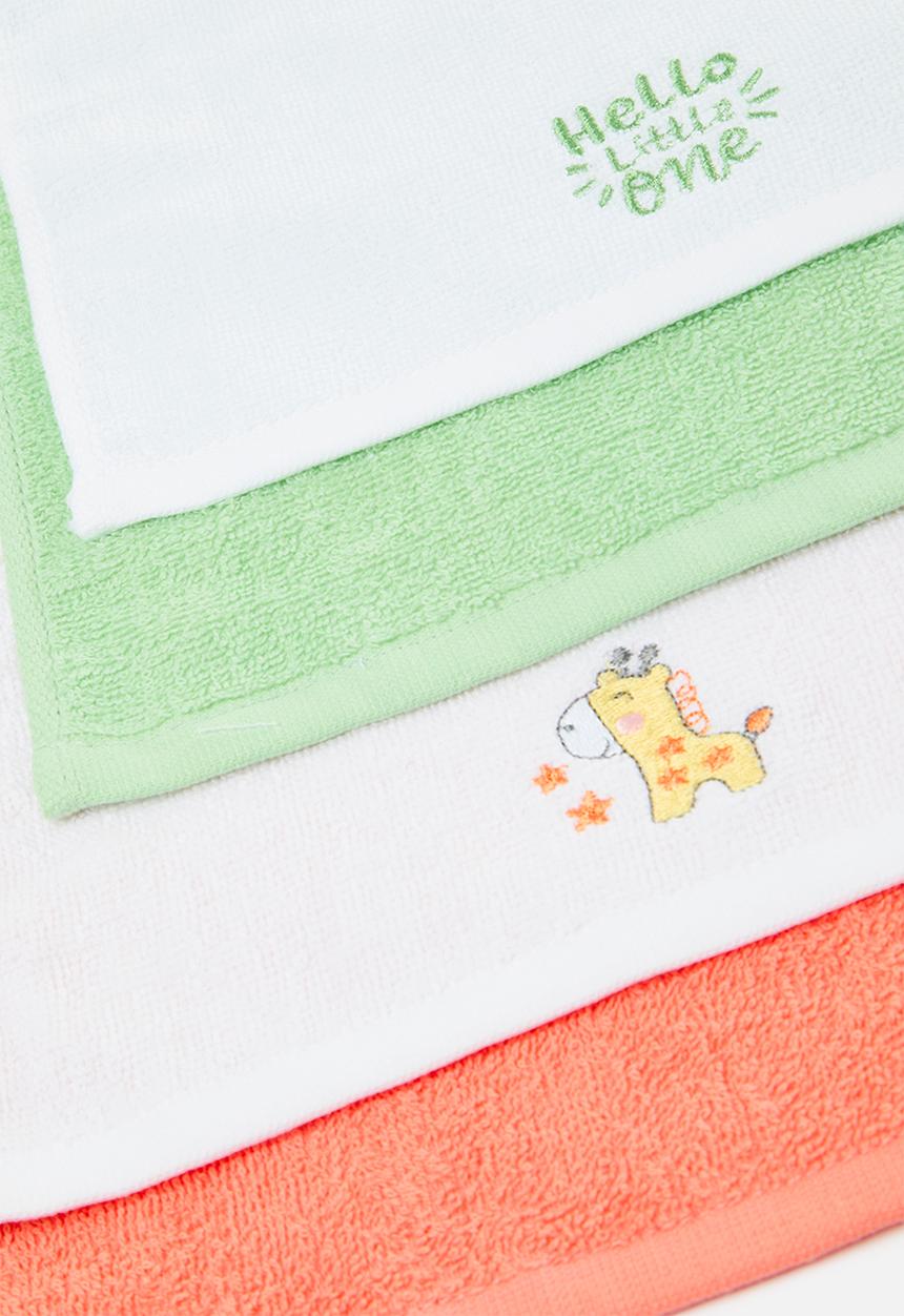 Pop Candy - 4 Pack face towel set - orange & green