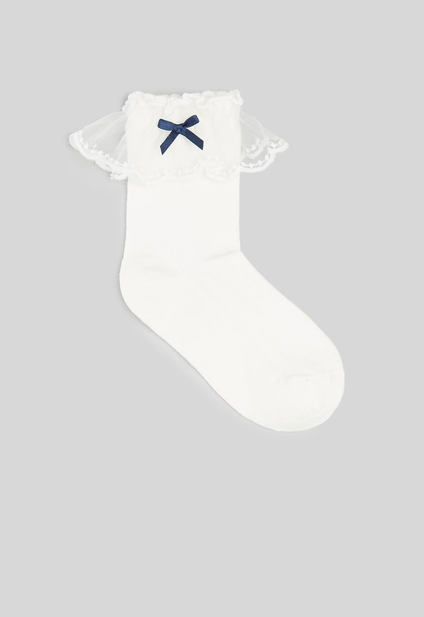 Pop Candy - Frill & bow socks - white