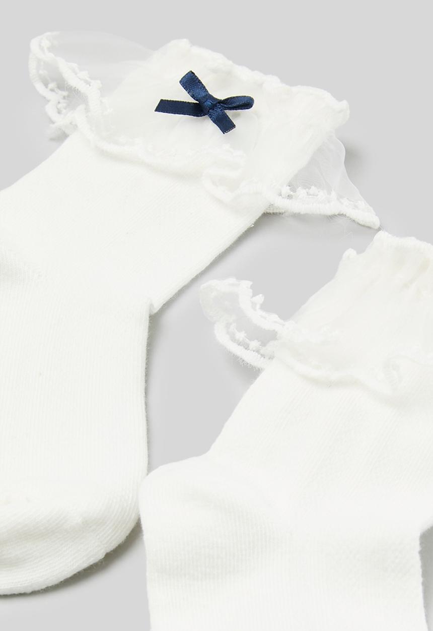 Pop Candy - Frill & bow socks - white