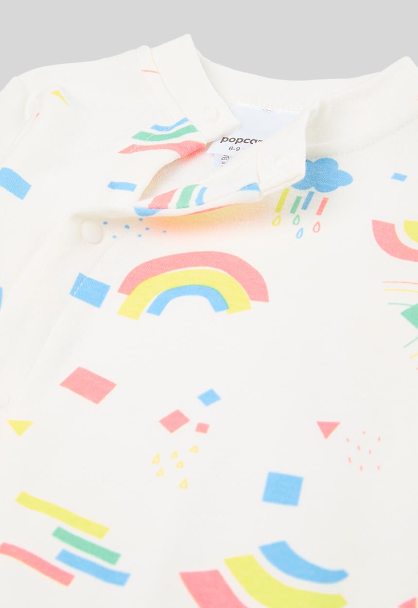 Pop Candy - Rainbow print babygrow - white