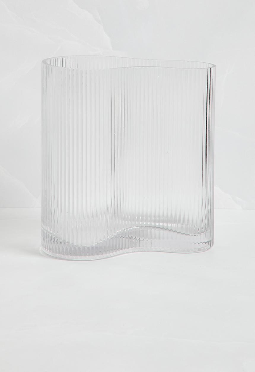 Silk By Design - Ripple ribbed vase - clear