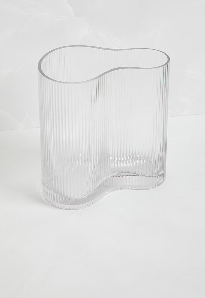 Silk By Design - Ripple ribbed vase - clear