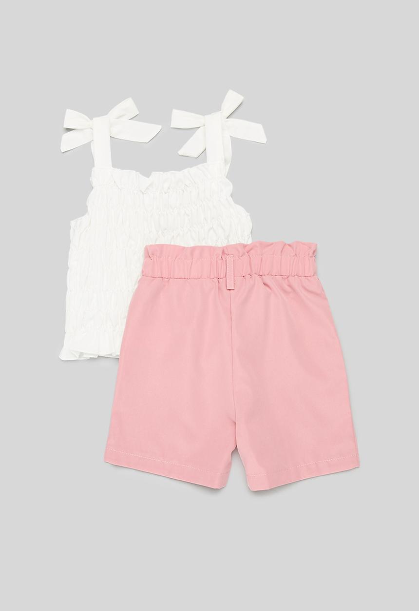 Pop Candy - Paperbag shorts and top set - pink & white