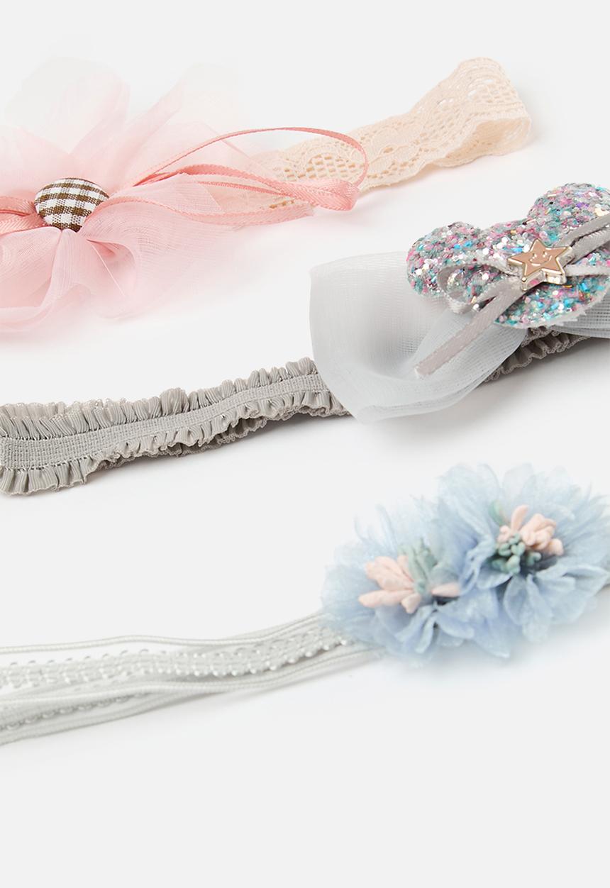 Pop Candy - Bowknot and floral headband set - pink
