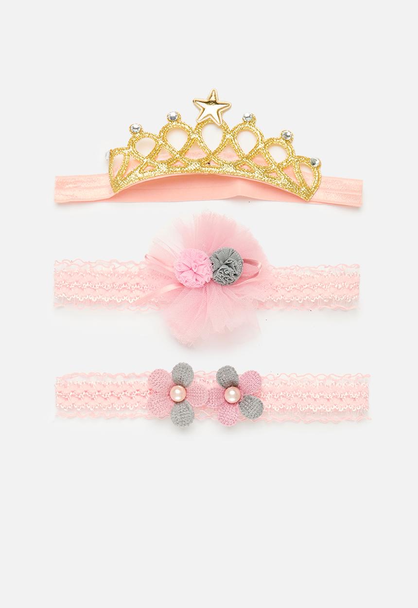Pop Candy - 3 pack headband set - gold and pink
