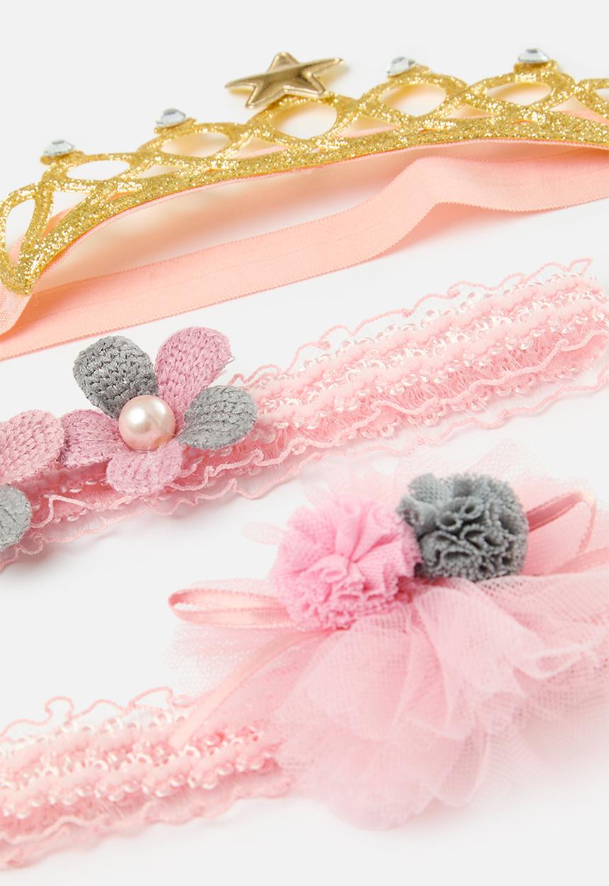 Pop Candy - 3 pack headband set - gold and pink