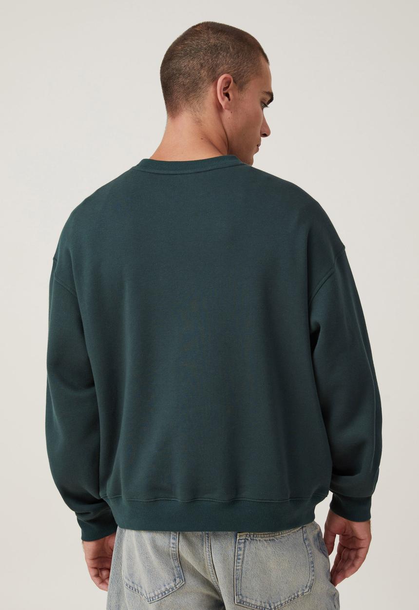 Cotton On - Box Fit Crew Sweater - Pine Needle Green