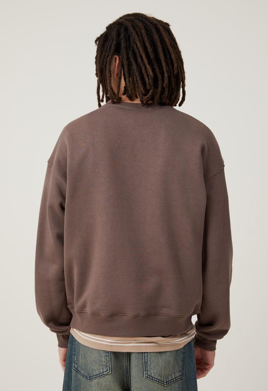 Cotton On - Box fit crew sweater - washed chocolate