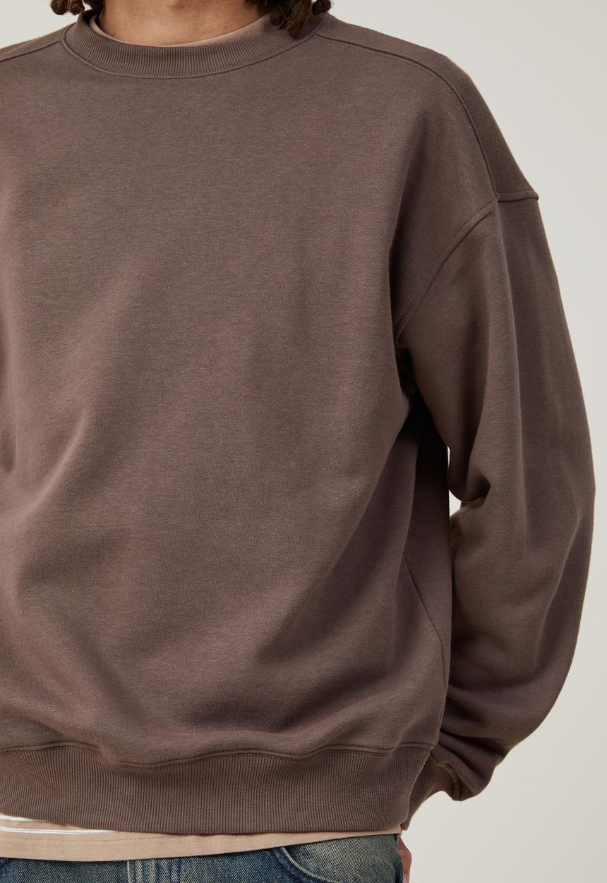 Cotton On - Box fit crew sweater - washed chocolate