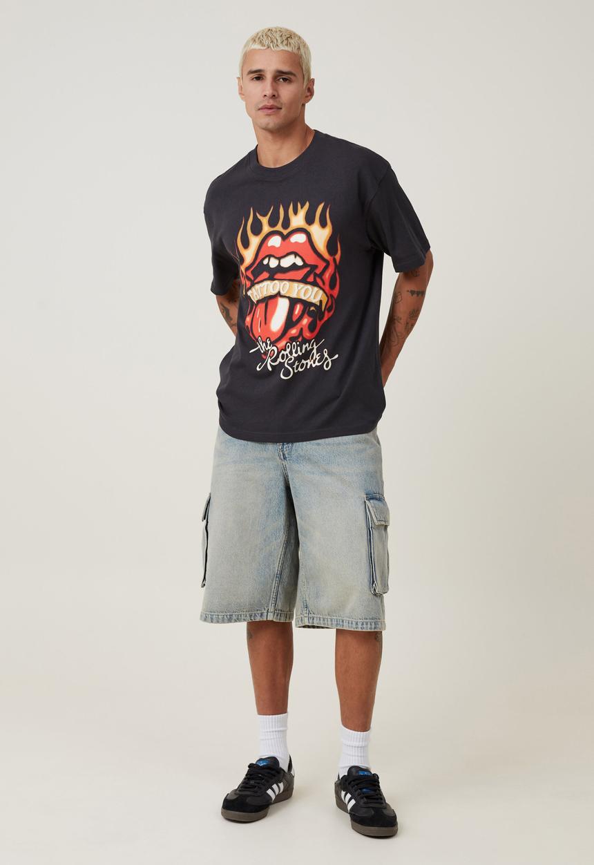 Cotton On - Loose Fit Music T-Shirt - lcn bra washed black/rolling stones 