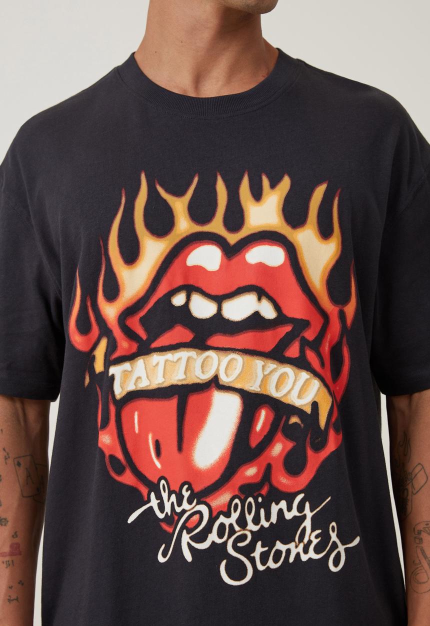 Cotton On - Loose Fit Music T-Shirt - lcn bra washed black/rolling stones 