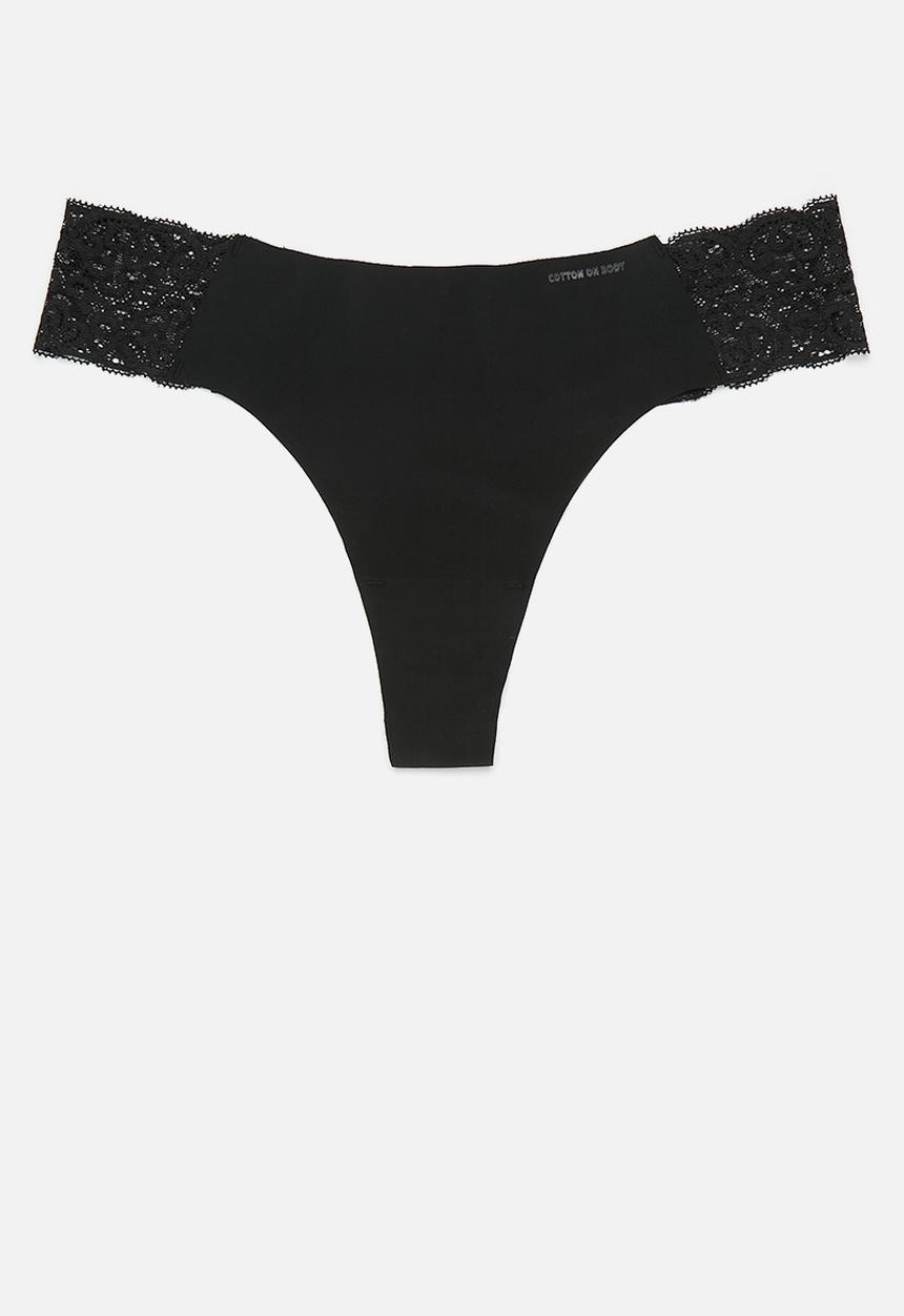 Cotton On - Party Pants Seamless G String 3 Pack - Black/Cream/Soft Rose