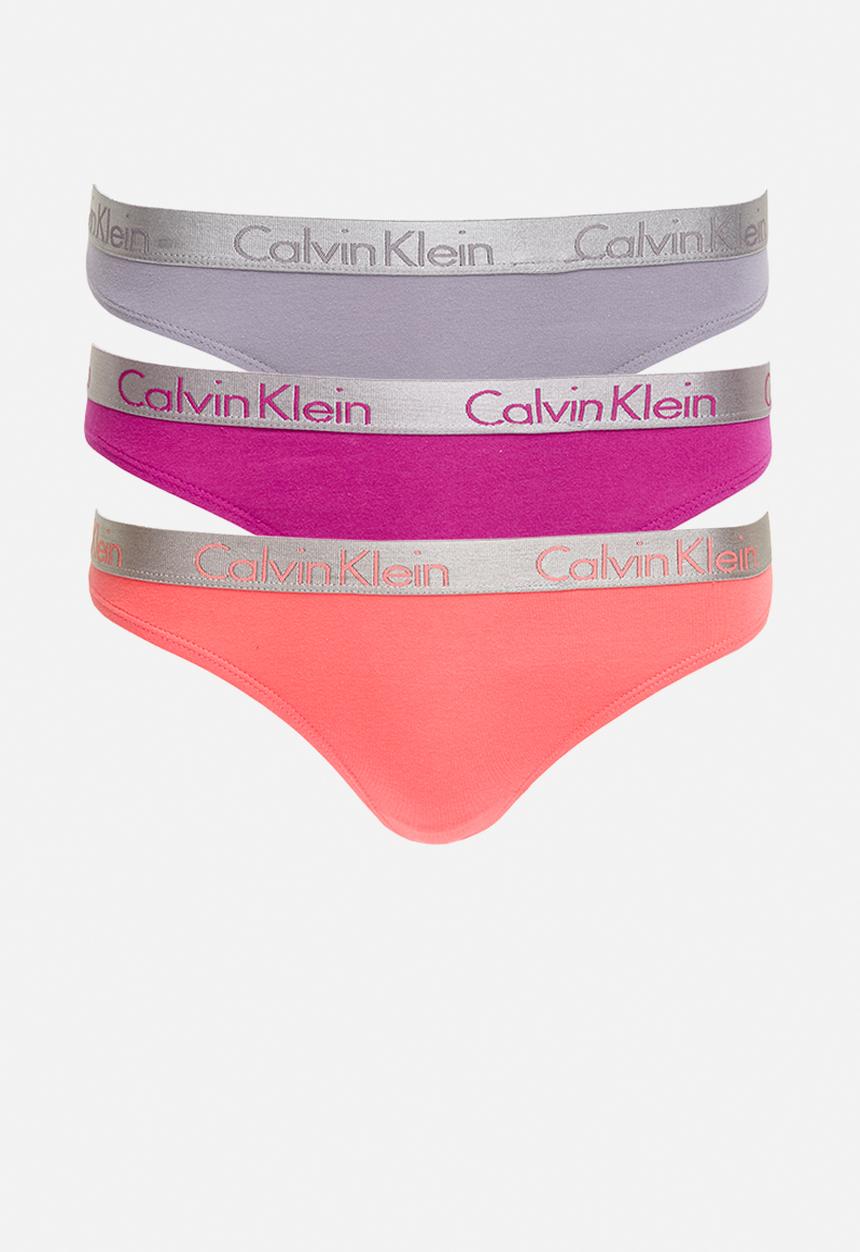 Calvin Klein - Thong 3pack - grey ridge/fuchsia/dubarry