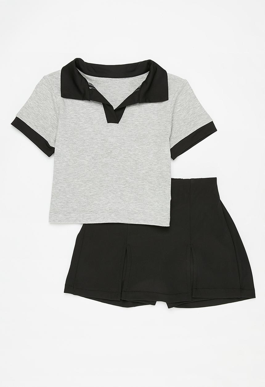 Pop Candy - Golf tee and skort set - grey & black