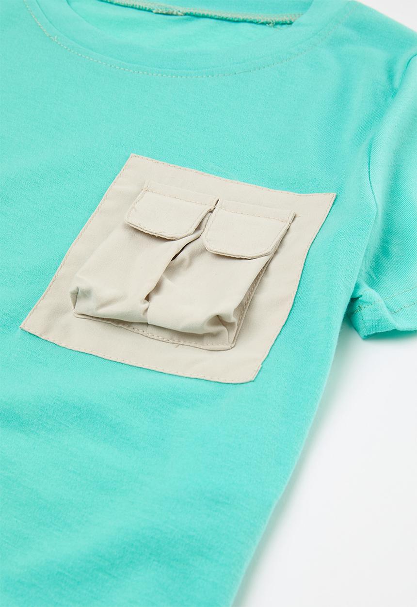 Pop Candy - Tee and Short set - aqua blue & grey