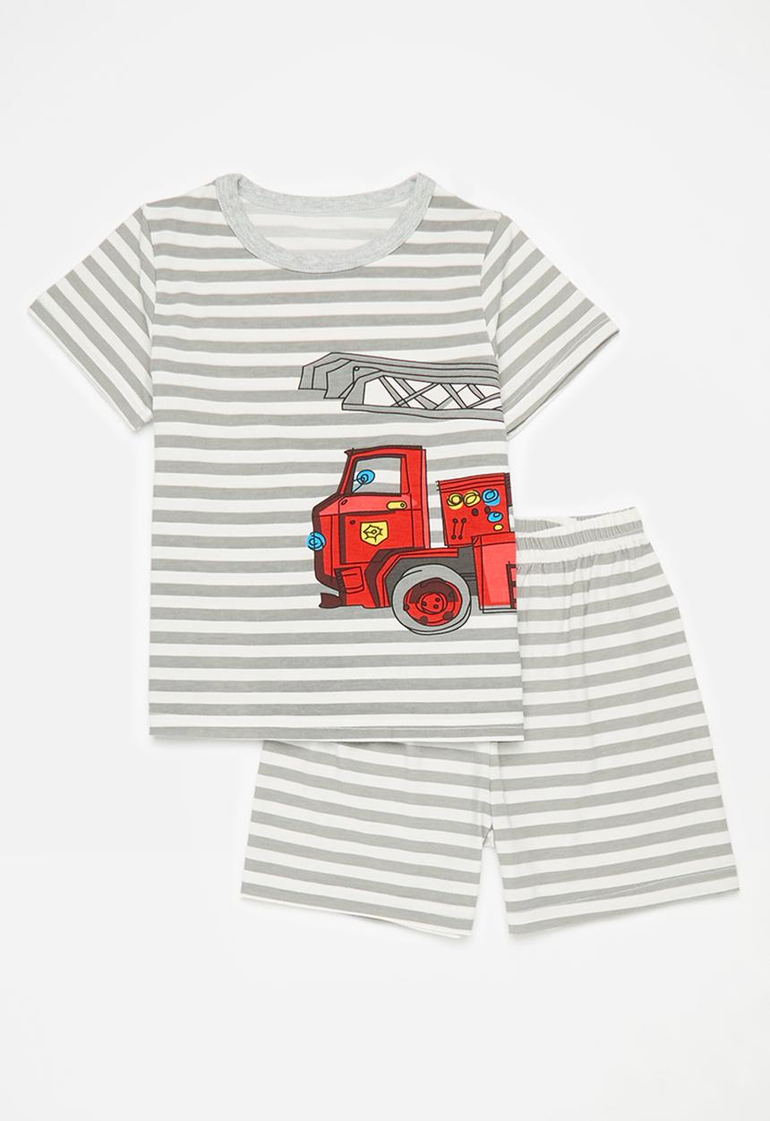 Pop Candy - Striped pj set - grey & white