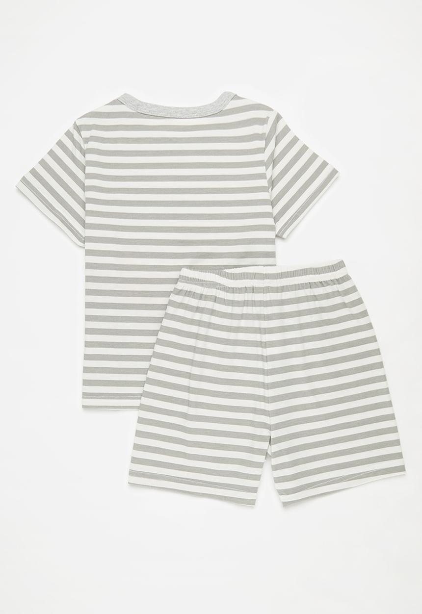 Pop Candy - Striped pj set - grey & white