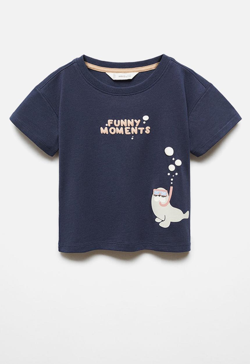 MANGO - T-shirt foqui - navy