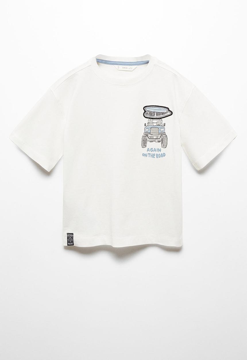 MANGO - T-shirt respect - natural