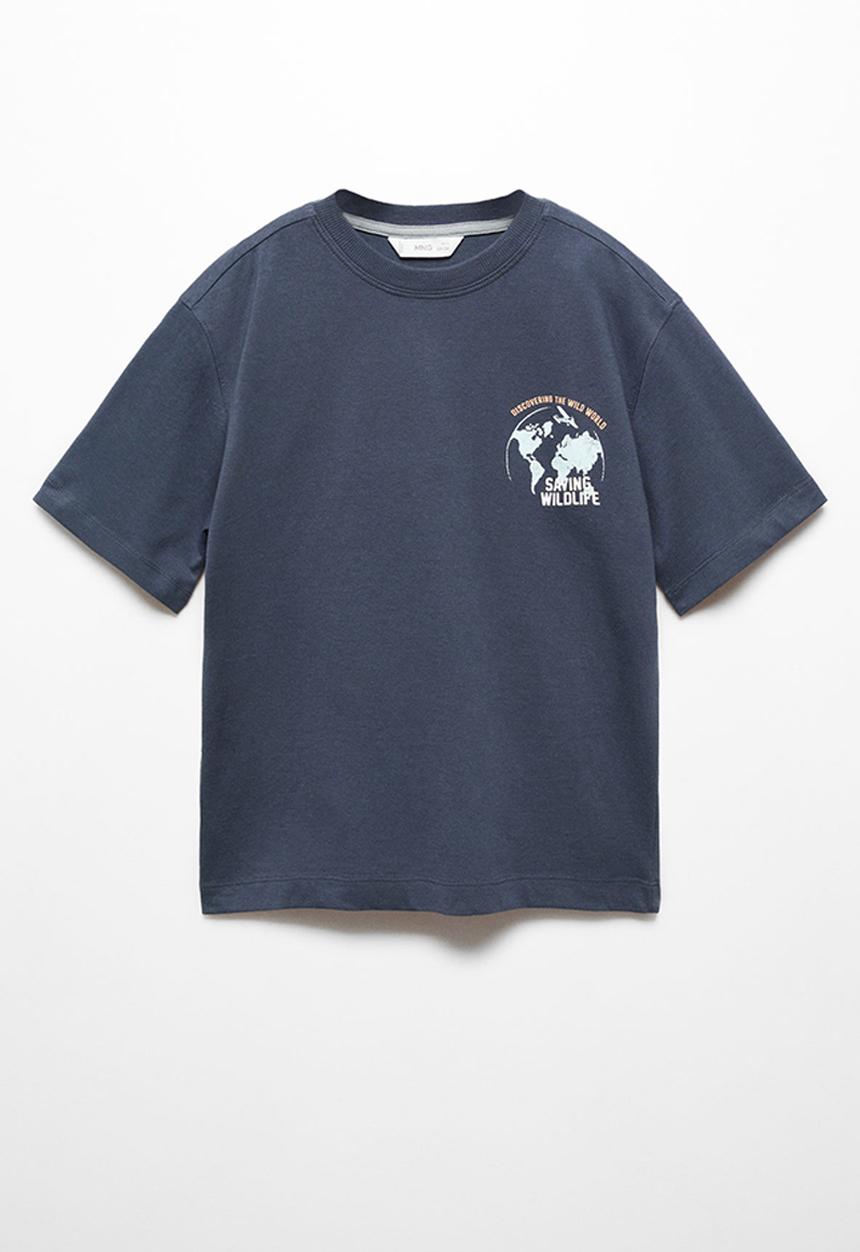 MANGO - T-shirt respect - navy