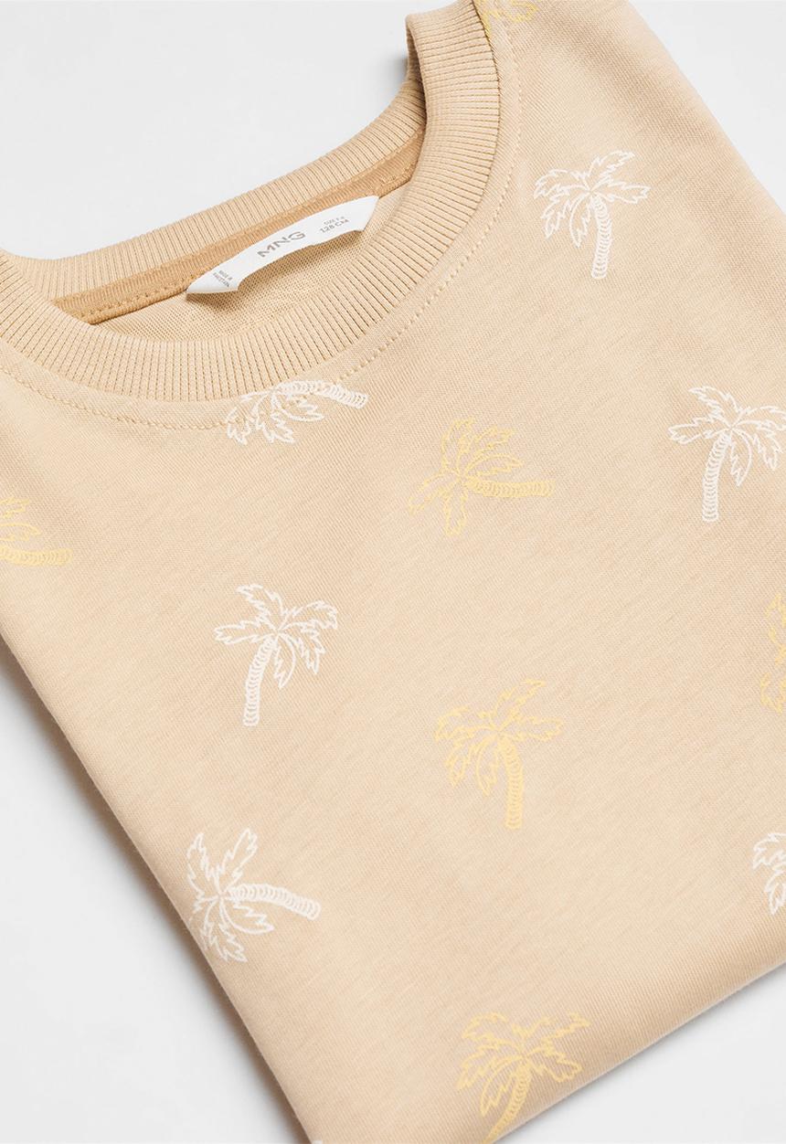 MANGO - T-shirt palm - light brown
