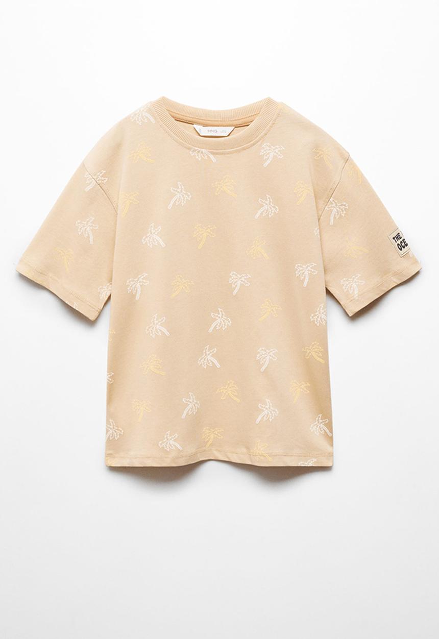 MANGO - T-shirt palm - light brown