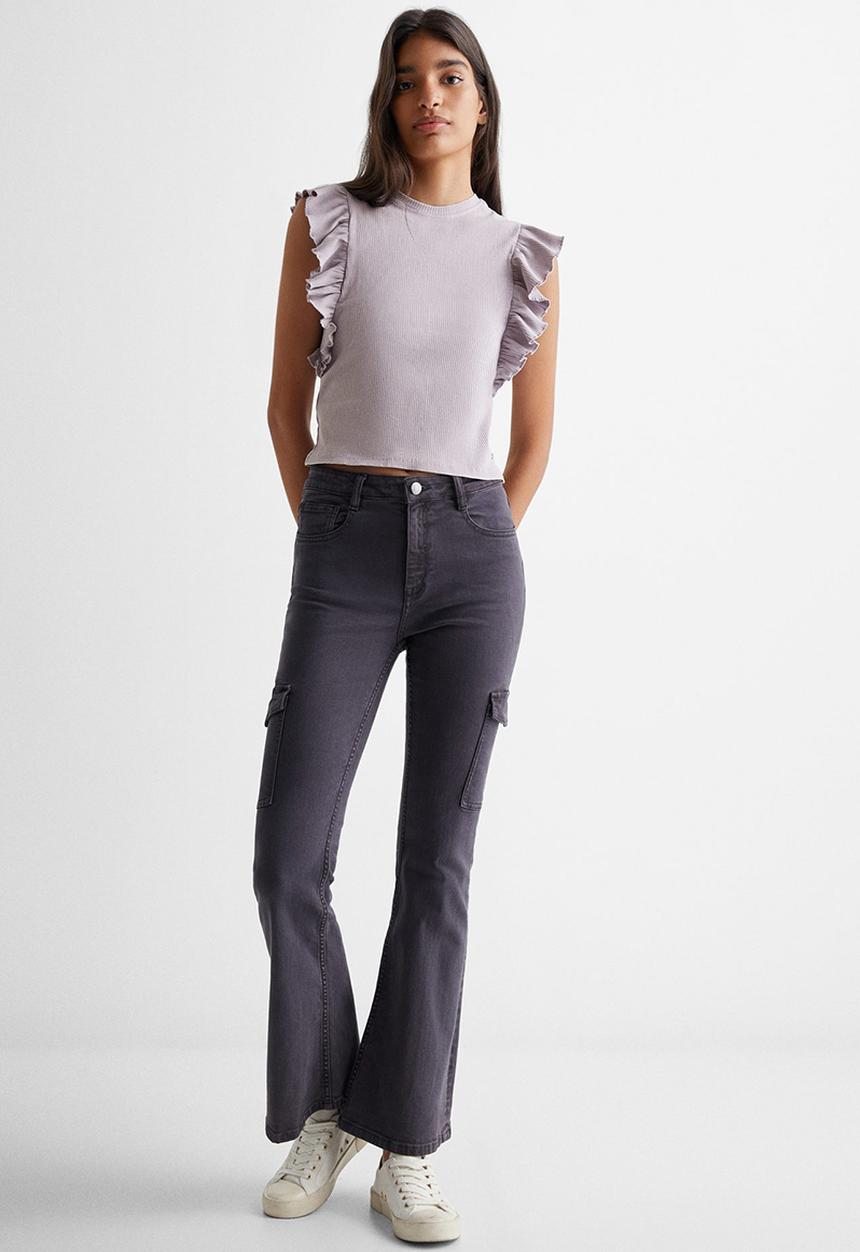 MANGO - T-shirt ruffle2 - mauve