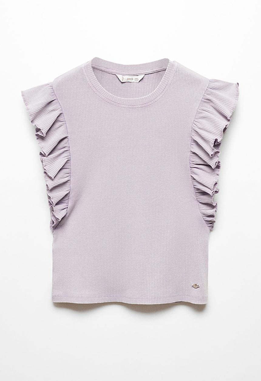 MANGO - T-shirt ruffle2 - mauve