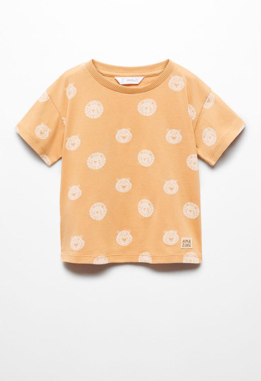 MANGO - T-shirt lion - ochre