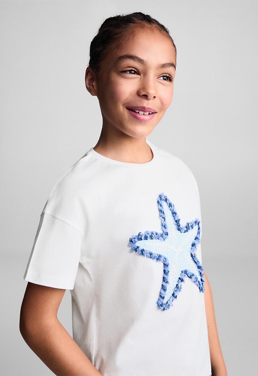 MANGO - T-shirt mar - natural