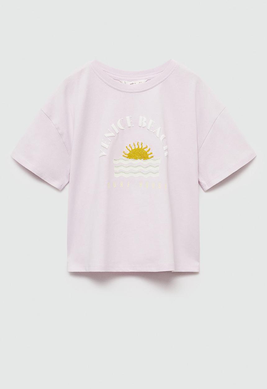 MANGO - T-shirt venice - mauve