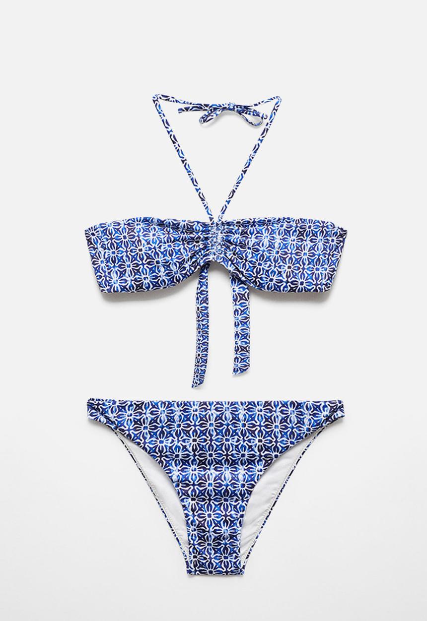 MANGO - Bikini masai - off white & blue
