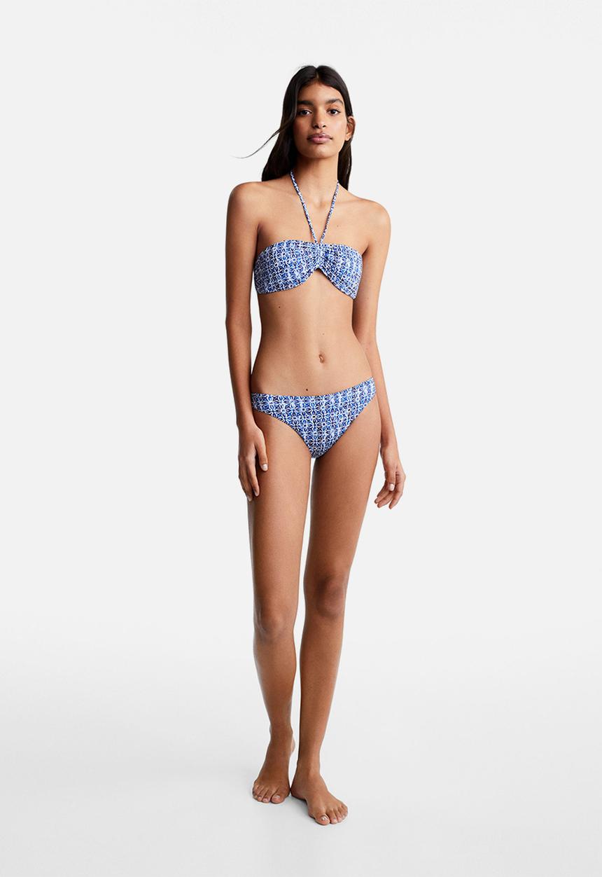 MANGO - Bikini masai - off white & blue