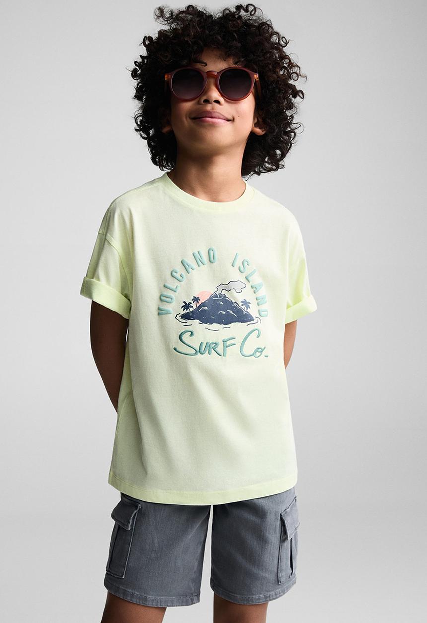 MANGO - T-shirt volcano - bright yellow