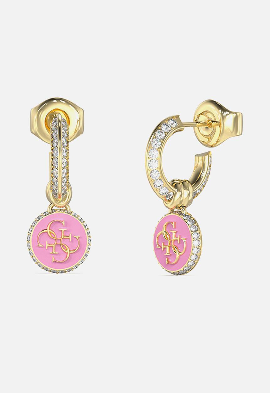 GUESS - Logo hoop huggies - pink & gold