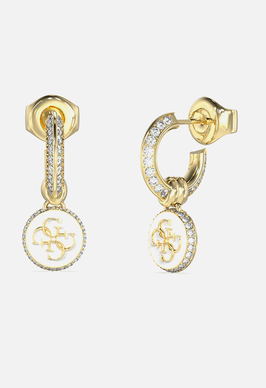 GUESS - Logo hoop huggies - white & gold