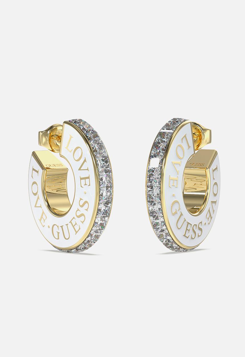 GUESS - Love Guess hoops - white & gold
