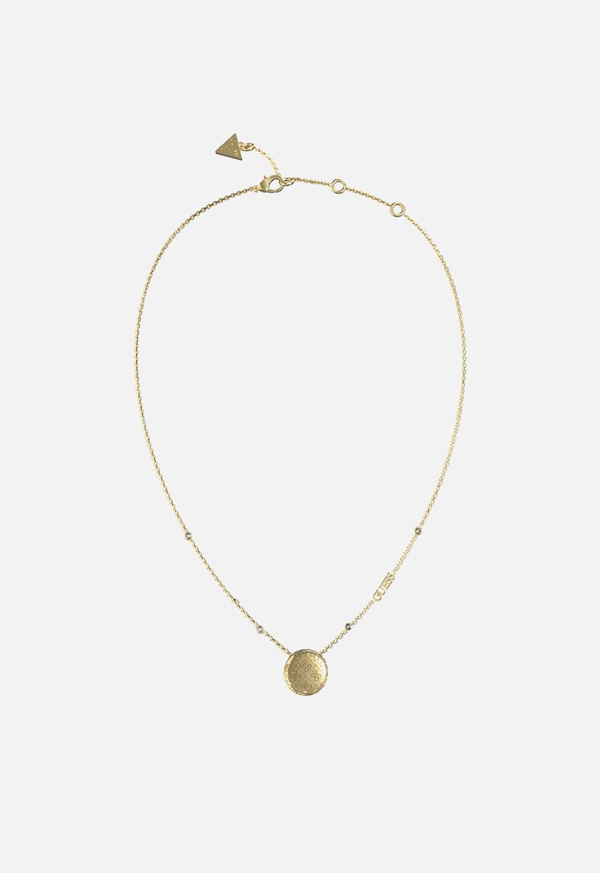 GUESS - Side crystals coin necklace - gold