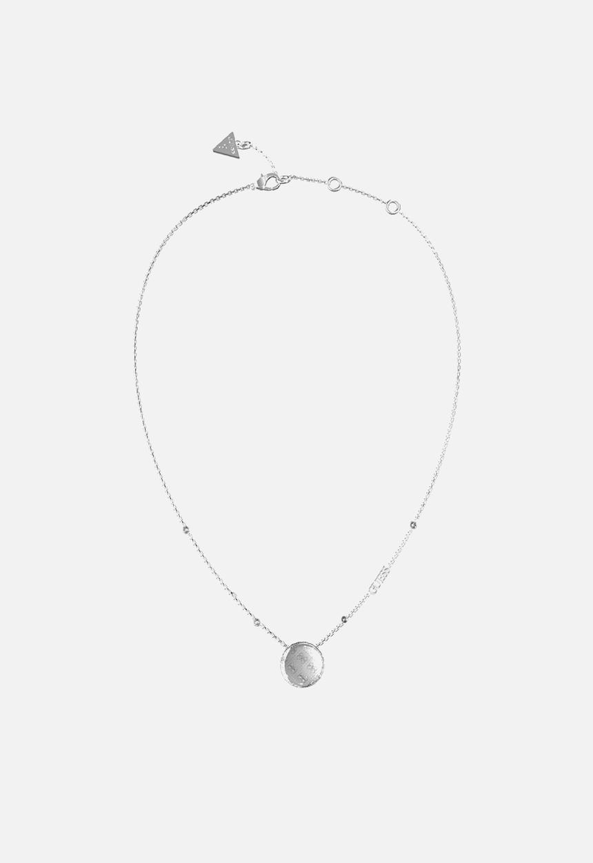 GUESS - Side crystals coin necklace - silver