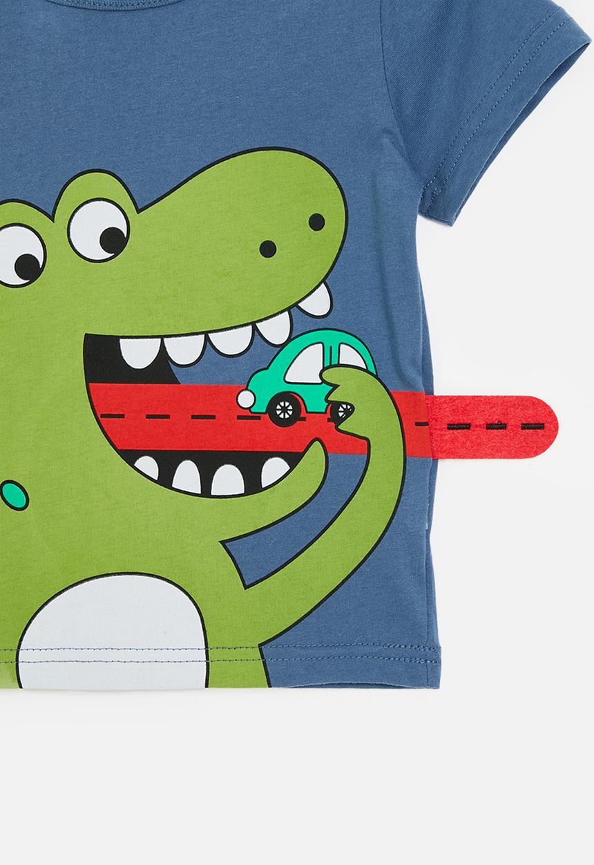 Pop Candy - Dino print tee - blue & green