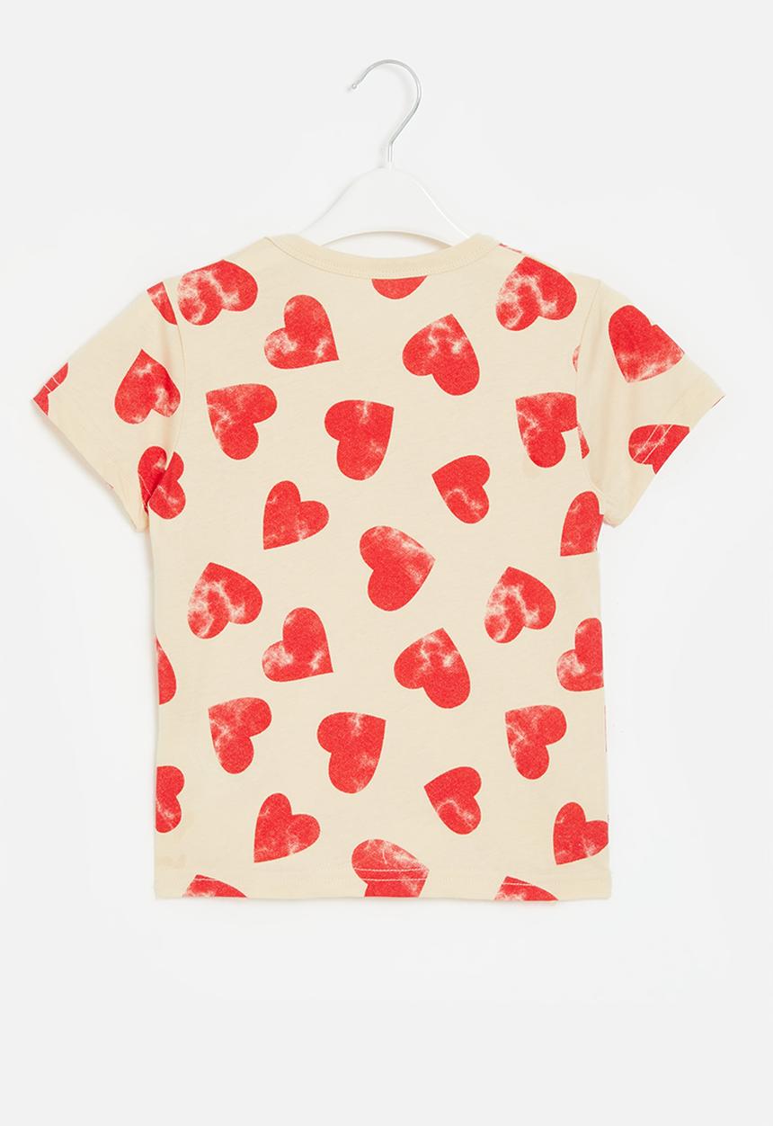 Pop Candy - Heart print tee - red & white