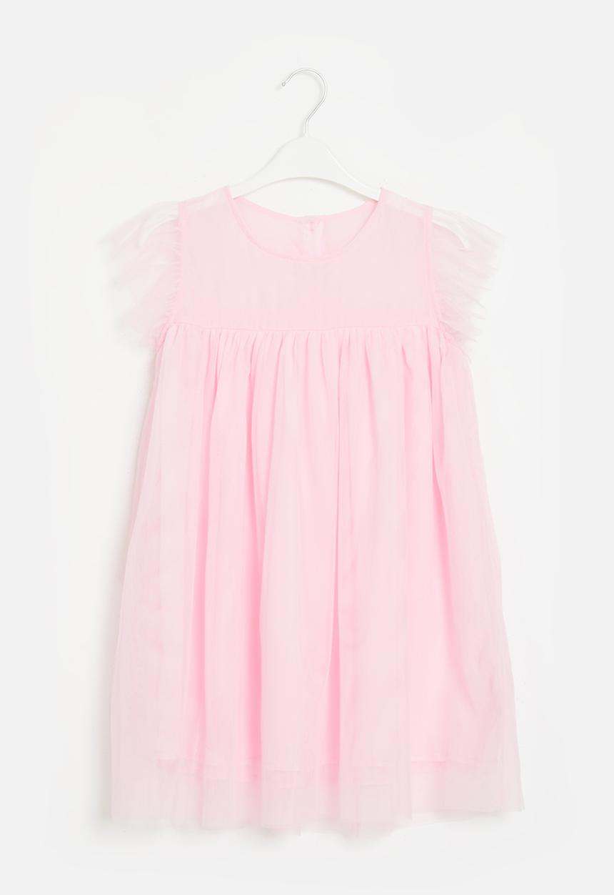 Pop Candy - Mesh Frilled sleeve dress - pink