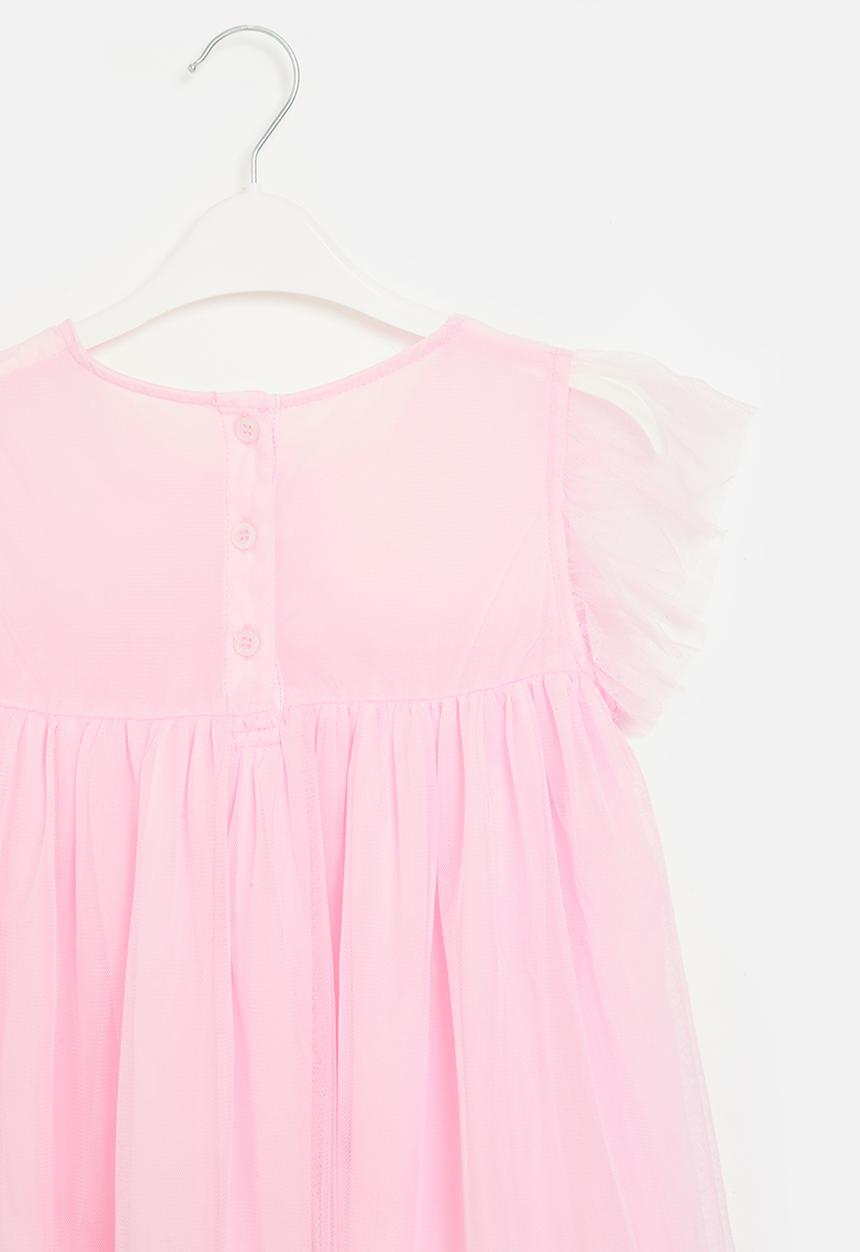 Pop Candy - Mesh Frilled sleeve dress - pink