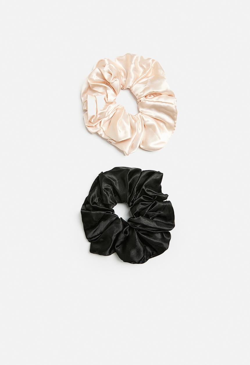 Superbalist - 2 pack hair scrunchies - black/cream