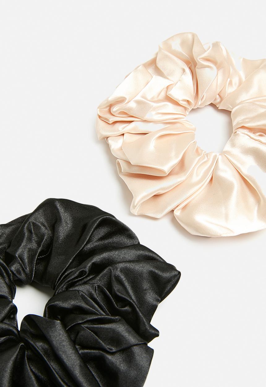 Superbalist - 2 pack hair scrunchies - black/cream
