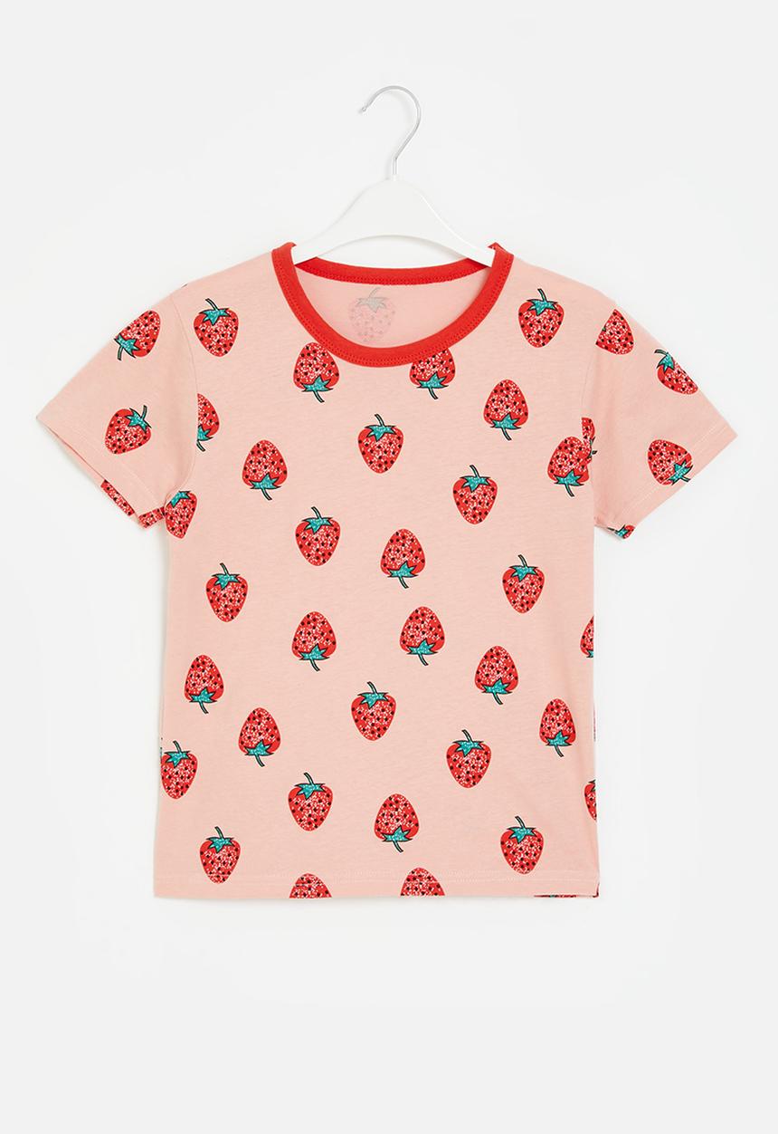 Pop Candy - Strawberry print tee - pink